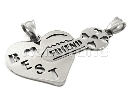 Oceľové prívesky BEST FRIEND - srdiečko a kľúčik